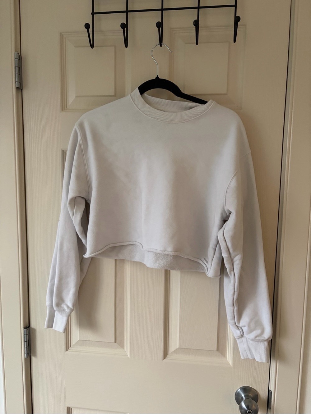 🌹 TNA - SweatFleece Terry Fleece Perfect Fit - Small White Cropped Crewneck ASIS